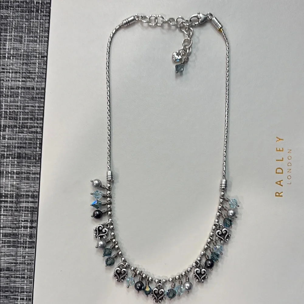 Brighton Silver Necklace with Blue and Black Beads